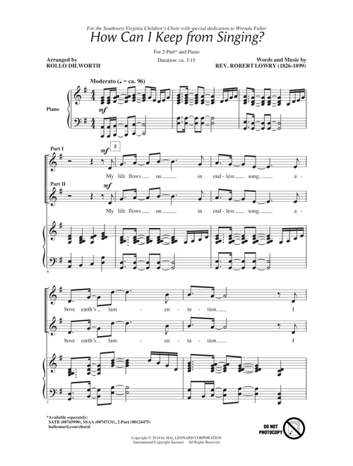 How Can I Keep From Singing (Arr. Rollo Dilworth) (Choral, 2-Part)
