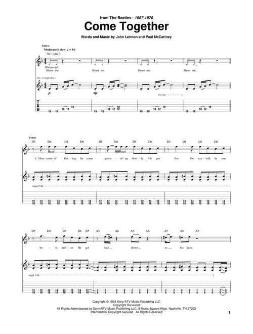 Come Together - The Beatles (Guitar Tab)