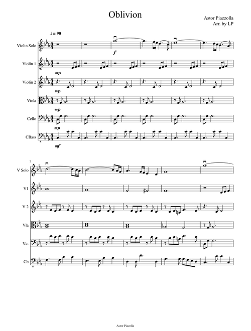 Oblivion by A.Piazzolla for solo violin & strings