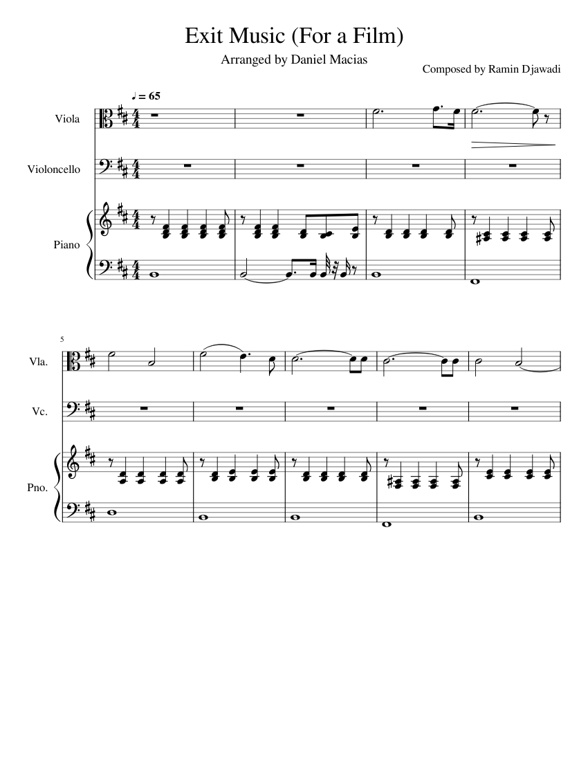 Exit Music For a Film (Westworld) Sheet music for Piano, Viola, Cello