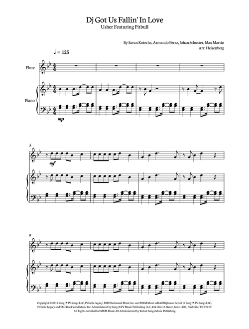 Dj Got Us Fallin' In Love (Arr. Heisenberg) - Usher Featuring Pitbull (Flute and Piano)