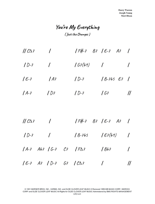 You're My Everything (Arr. Bronson Ferdinand Wright) - Nat King Cole (Lead Sheet - Fake Book)
