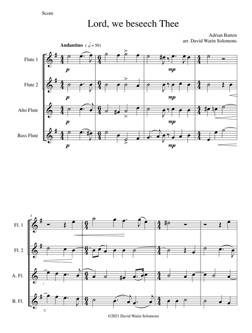 Lord, we beseech Thee for flute quartet (Arr. David Warin Solomons) - Adrian Batten (Flute Solo)