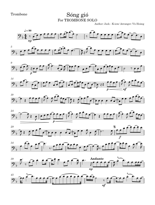 Sóng Gió - Trombone sheet