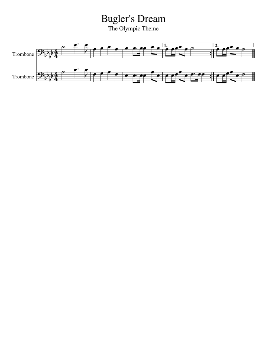 Olympic Theme Sheet Music for Trombone (Brass Duet) | MuseScore.com