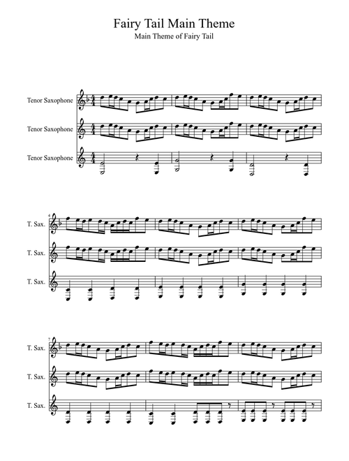 Fairy Tail Main Theme for saxophone