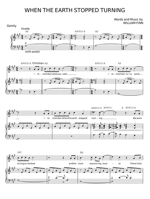 WHEN THE EARTH STOPPED TURNING - WILLIAM FINN