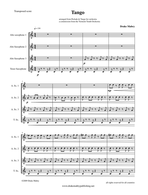Tango (3 altos & 1 tenor saxophone) - Drake Mabry (Woodwind Ensemble)