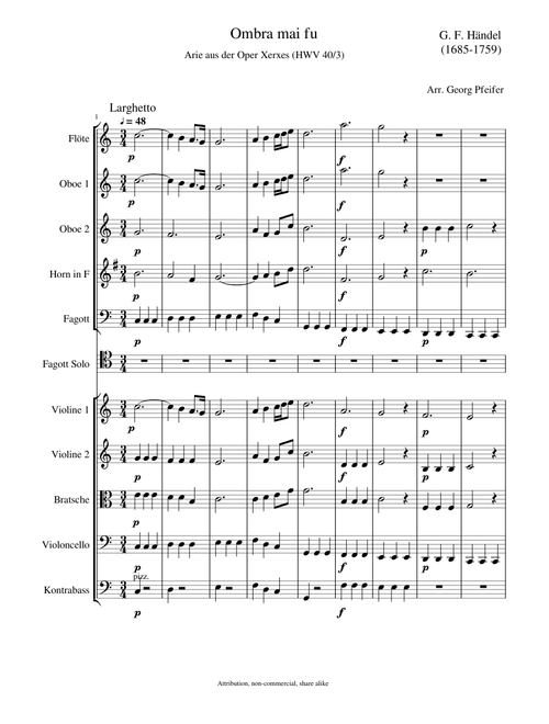G. F. Händel: Aria "Ombra mai fu" from the opera Xerxes