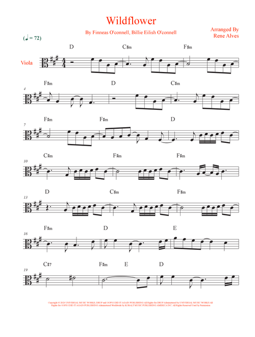 Wildflower (Arr. Rene Alves) - Billie Eilish (Viola Solo)