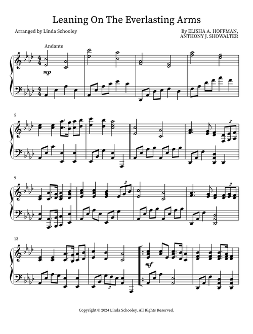 Leaning On The Everlasting Arms (Arr. Linda Schooley) - Elisha A. Hoffman (Piano Solo)