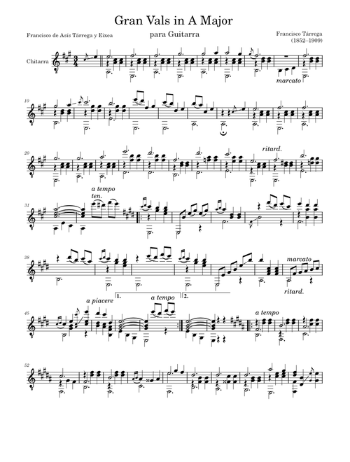 Gran Vals in A Major – Tárrega