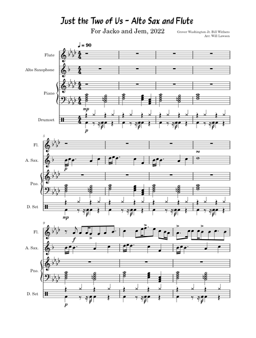 Just the Two of Us – Grover Washington Jr. and Bill Withers Alto Sax and Flute Duet (Accompaniment)