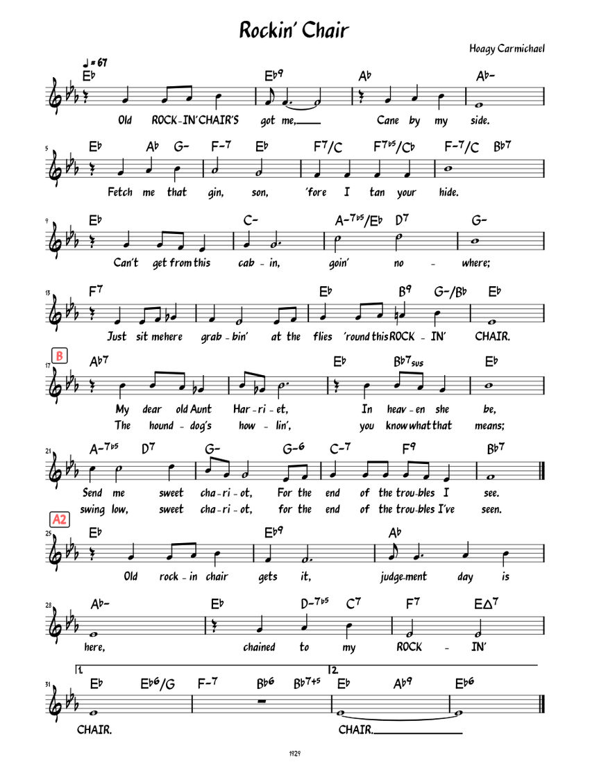 Rockin' Chair (Lead sheet with lyrics ) Sheet music for Piano (Solo ...