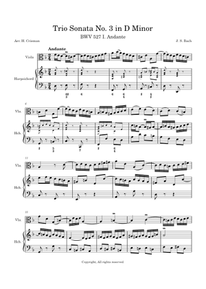 BWV 527: Trio Sonata No.3 in D Minor Sheet Music for Oboe, Viola