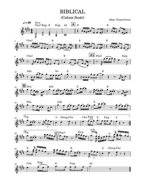 Biblical - Partitura com cifra - Calum Scott (Piano Chords-Lyrics)
