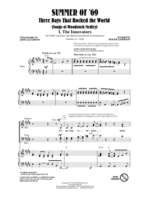 Summer of '69 - Three Days That Rocked the World (Arr. Roger Emerson) (Choral, SATB)