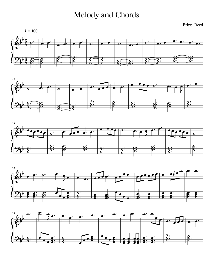 Melody and Chords Sheet Music for Piano (Solo) easy | MuseScore.com