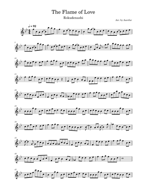 The Flame of Love – Rokudenashi (for Trumpet in Bb)