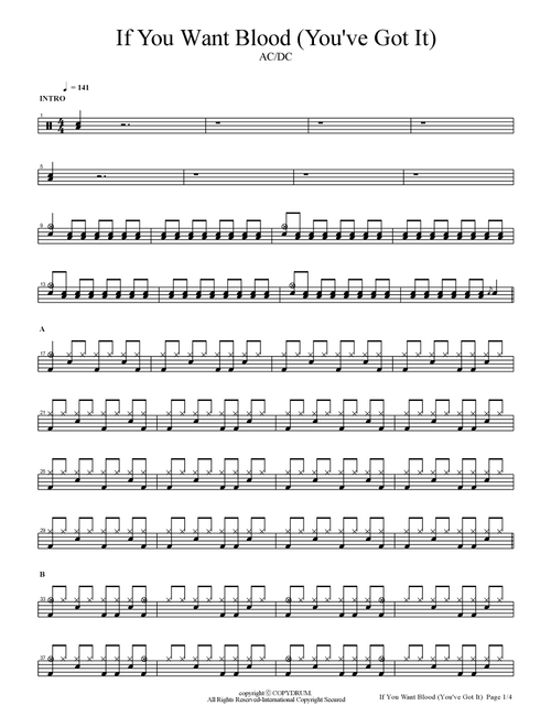 If You Want Blood You've Got It (Arr. COPYDRUM) - AC/DC (Drums)