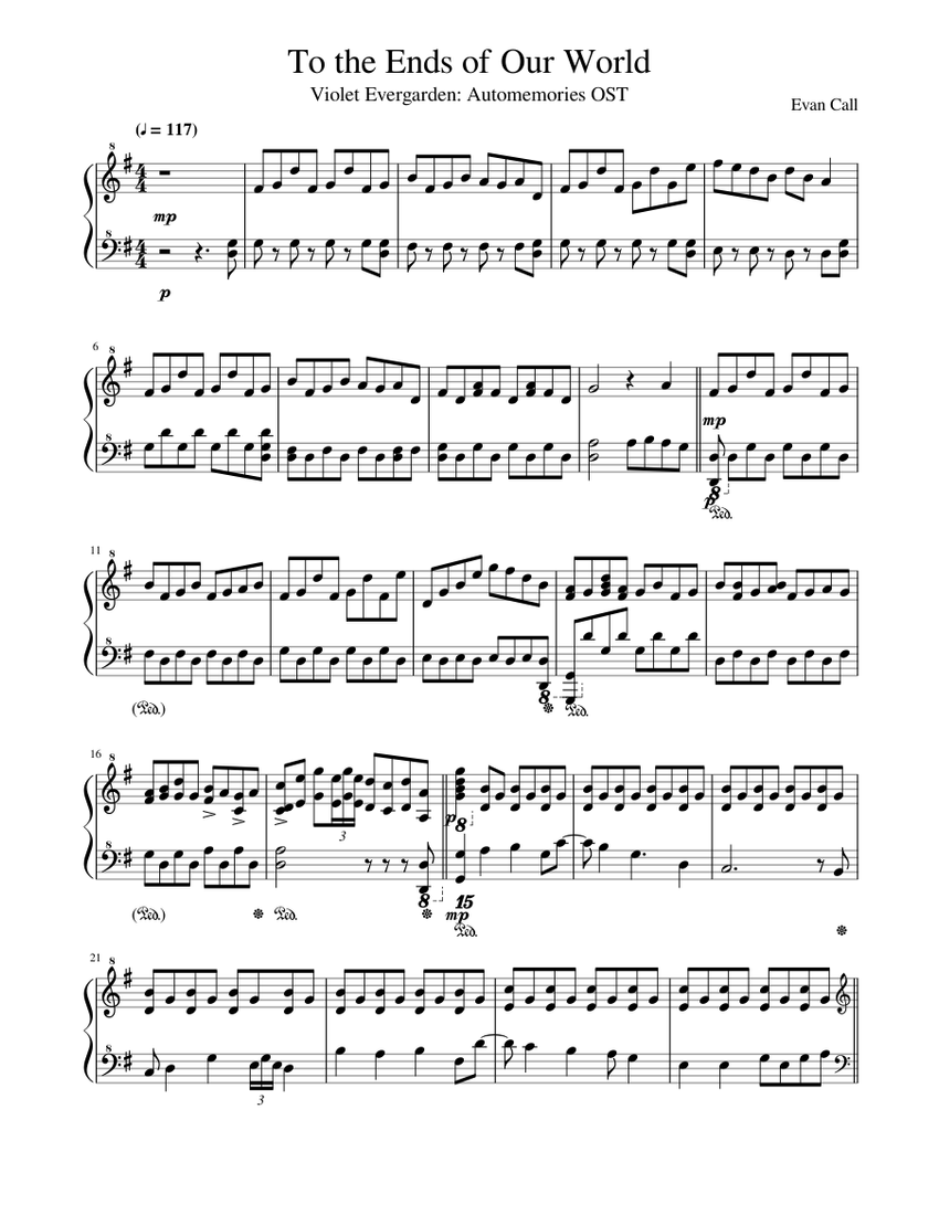 To the Ends of Our World - Violet Evergarden OST (Piano Solo Cover