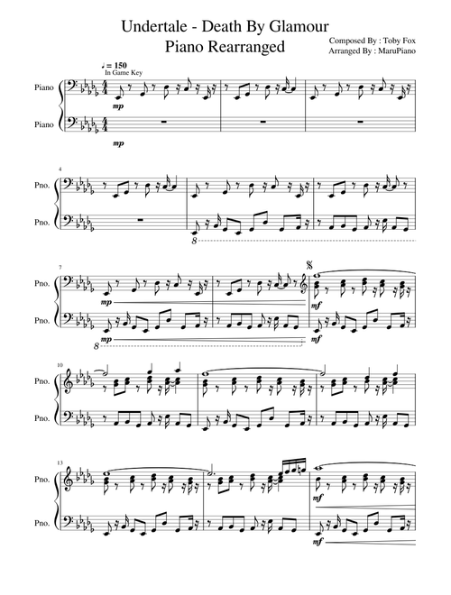 Undertale - Death By Glamour - Piano Rearranged