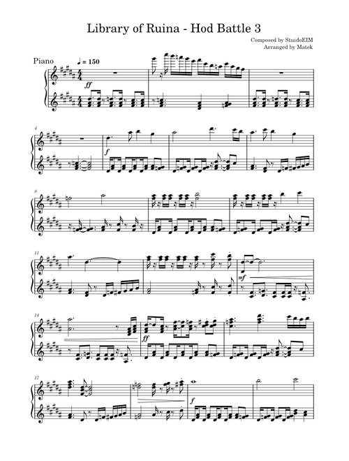 Library of Ruina sheet music by Matek8338 | Play, print, and