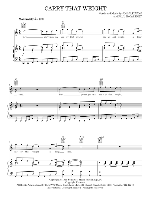 Carry that weight - The Beatles (Piano-Vocal-Guitar)