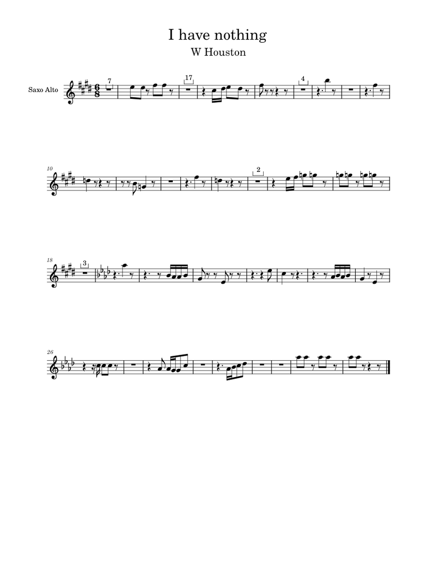 I have nothing Whitney Houston I have nothing Sheet music for Piano