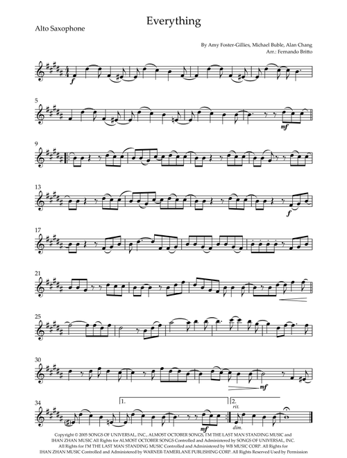 Everything (Arr. Fernando Britto) - Michael Buble (Alto Sax Solo)
