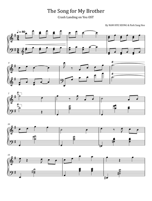 Brother (Arr. poon) - Nam Hye Seung (Piano Solo)