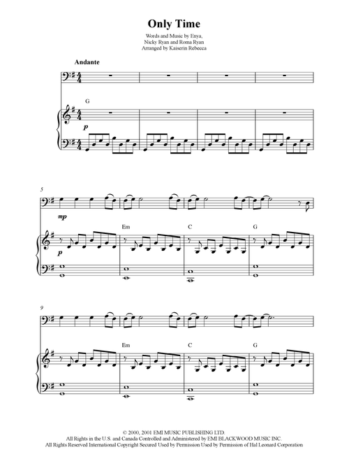 Only Time (Arr. Kaiserin Rebecca) - Enya (Euphonium and Piano)