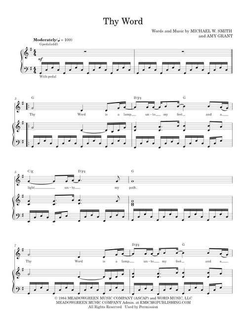 Thy Word - Amy Grant, Ginny Owens, Michael W. Smith (Piano Vocal)
