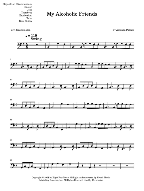 My Alcoholic Friends (Arr. Jontheamazed) - Dresden Dolls (Trombone Solo)