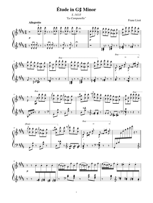 Étude in G♯ Minor, “La Campanella” S. 141/3 – Franz Liszt (SLIGHTLY EASY VERSION!)