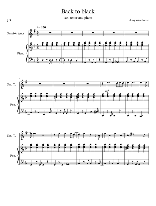 Back to black Tenor Sax and Piano
