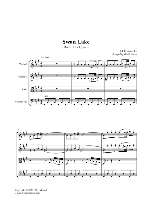 Swan Lake - Dance of the Cygnets (Arr. Bisdré Santos) - Tchaikovsky (String Quartet)