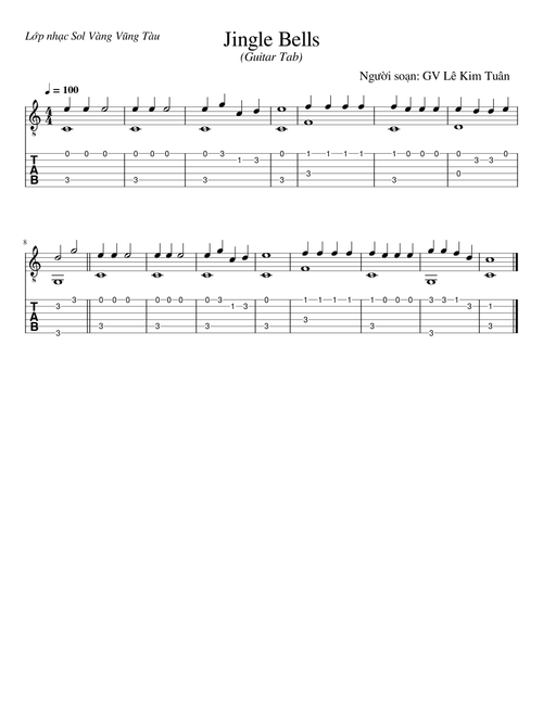 Jingle bells Tab Guitar Easy