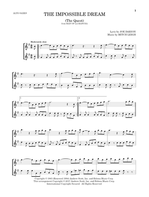 The Impossible Dream (The Quest) - Mitch Leigh (Alto Saxophone Duet)