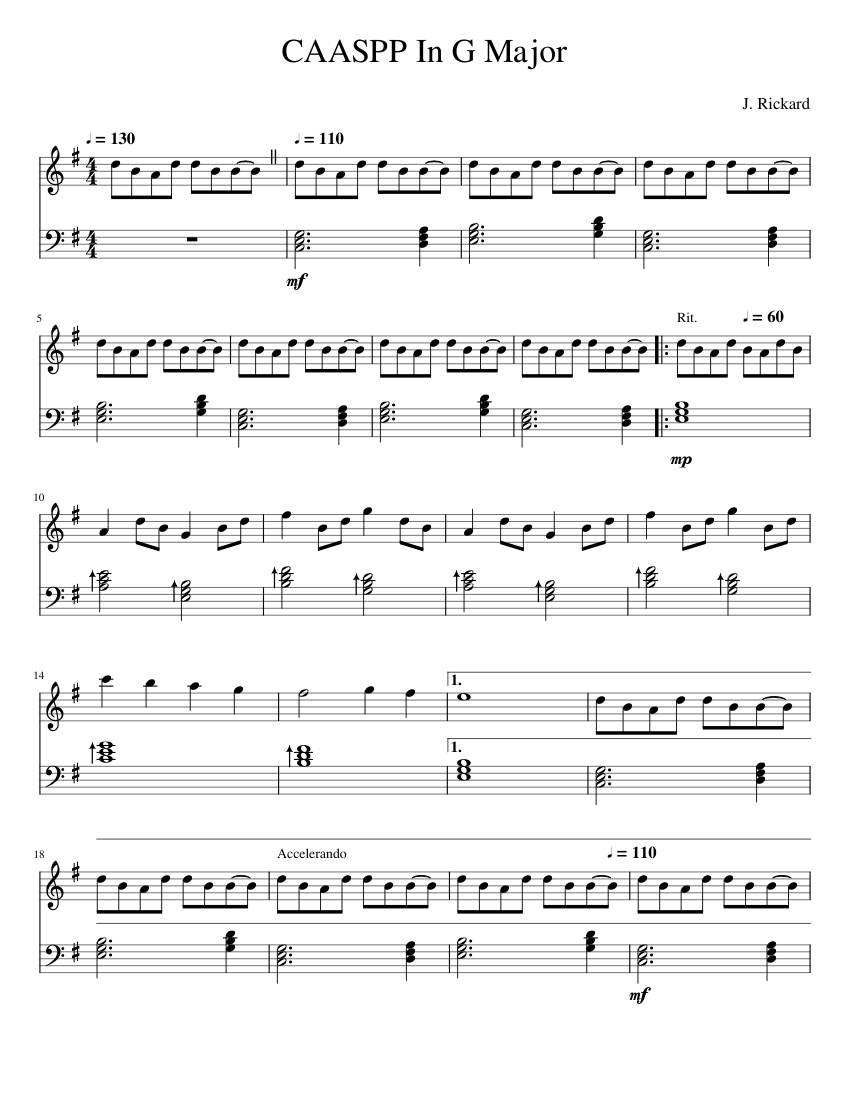 CAASPP In G Major Sheet Music for Piano (Solo) easy | MuseScore.com