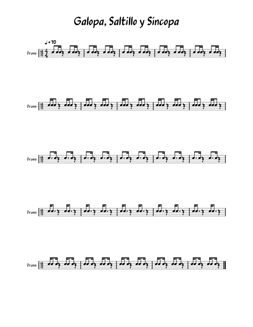 Galopa, Saltillo y Síncopa Sheet music for Drum group (Percussion
