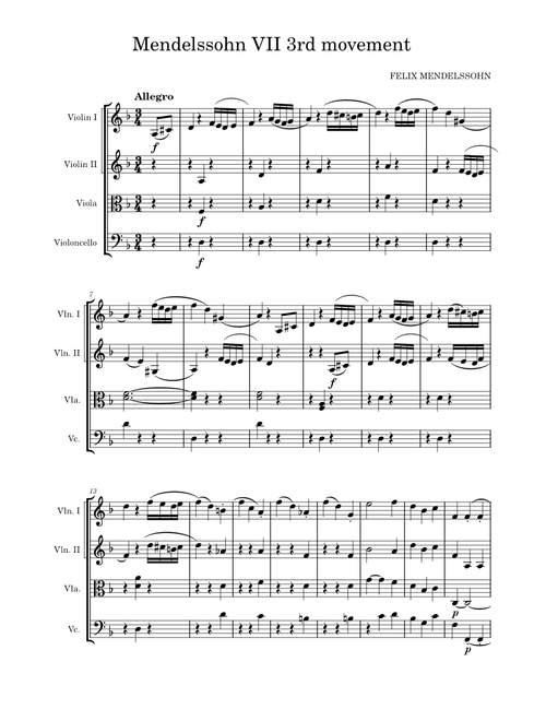 String Symphony No.7 in D minor, MWV N 7 – Felix Mendelssohn 3rd Mv
