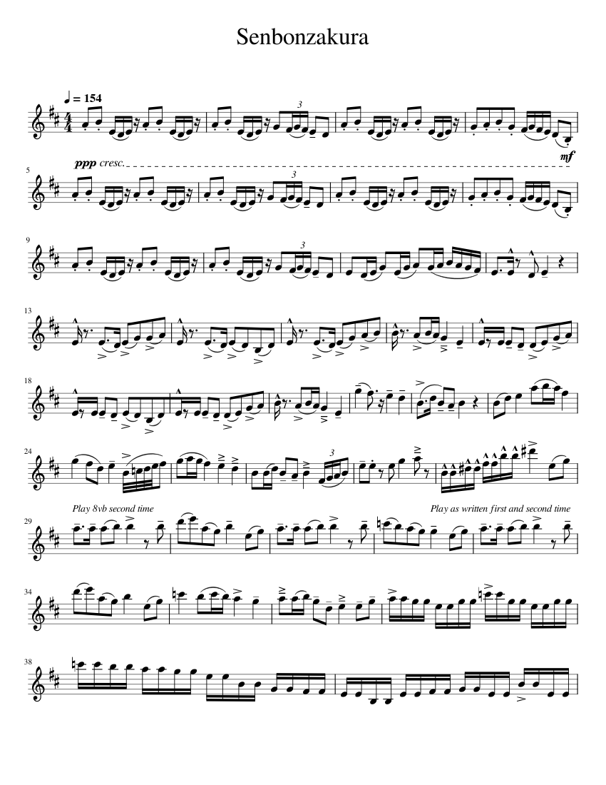 Senbonzakura - WhiteFlame (Kurousa-P) Sheet Music for Saxophone