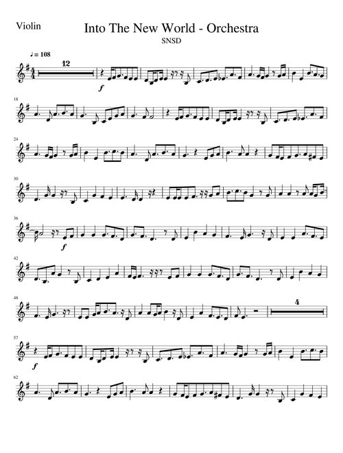 Into The New World - Orchestra Violin I