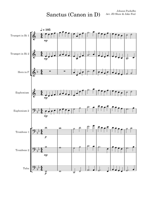 Phantom Regiment's "Canon in D" Arranged for BHS Brass Ensemble – jakefox2007