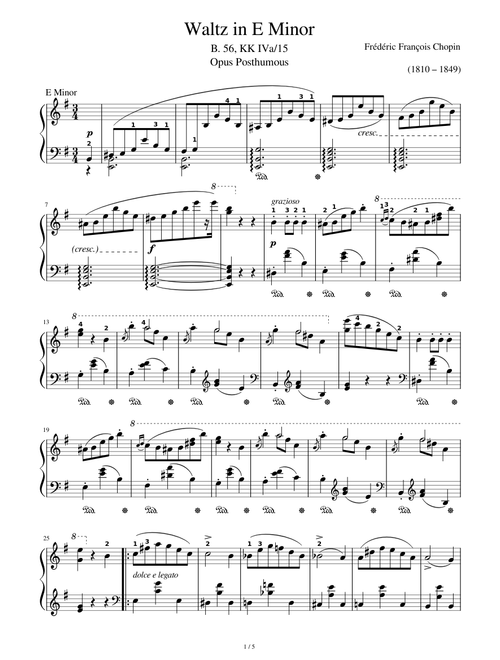 Chopin Waltz in E Minor, B. 56 KK IVa/15