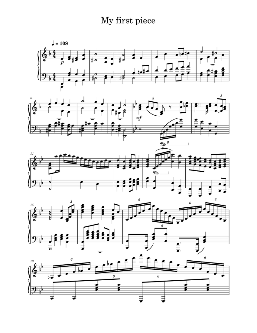 1st piece Sheet Music for Piano (Solo) | MuseScore.com