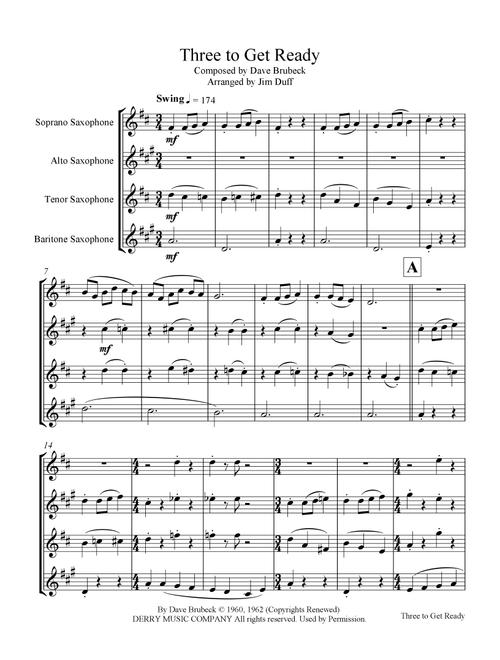 Three To Get Ready (Arr. Jim Duff) - Dave Brubeck (Woodwind Ensemble)