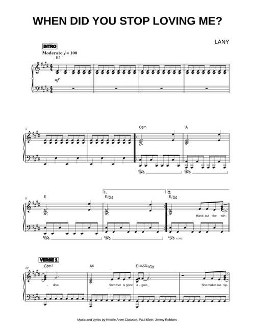 When Did You Stop Loving Me? - LANY (Piano)
