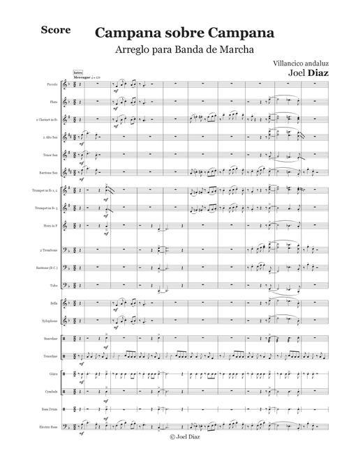 Campana sobre Campana - Score Only (Arr. Joel Diaz) - Andalusian Christmas Carol (Marching Band)